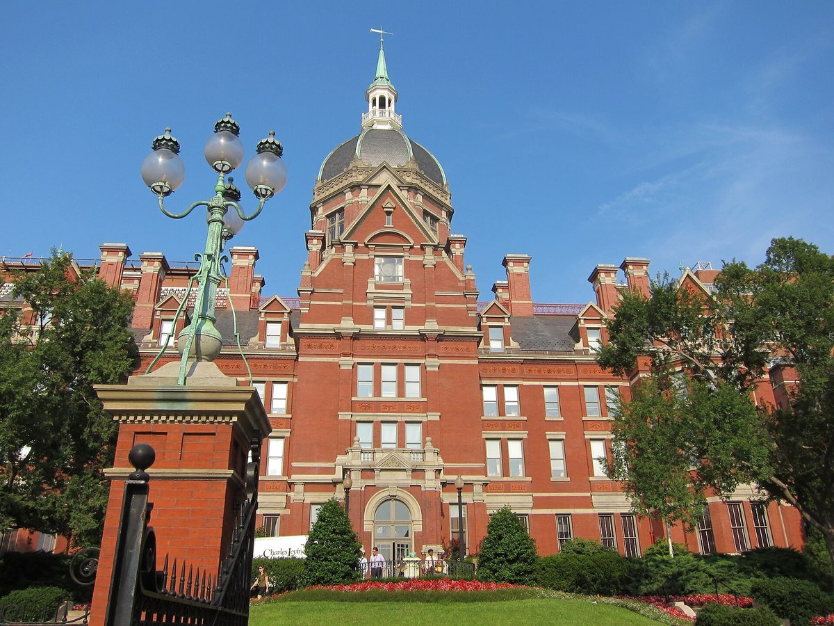 Gilman Hall and the historic dome of Johns Hopkins University in Baltimore.